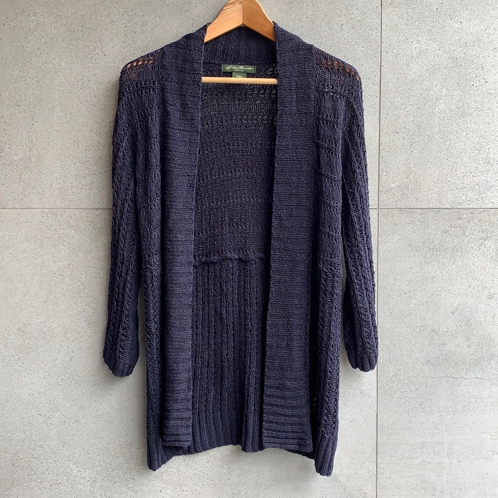 Linen crochet cardigan size small